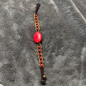 Red and Gold Beaded Bracelet